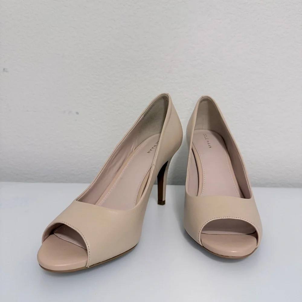 Cole Haan Harlow Cream Peep-Toe Heels Size 10
